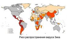 Карта риска распространения вируса Зика по странам мира Карта риска распространения вируса Зика по странам мира